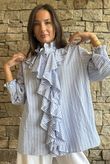 Nantucket Ruffle Blouse Light Denim